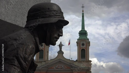 Warsaw Uprising Monument  in Warsaw, Poland. 4K.