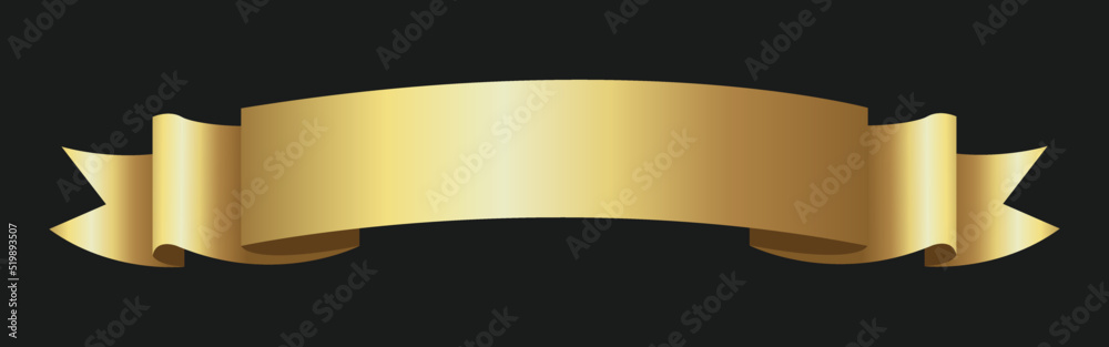 Gold ribbon banner, shiny blank decor element