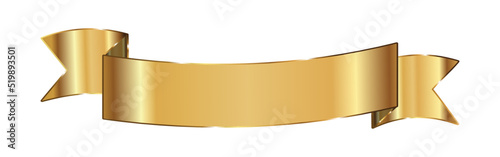 Gold ribbon banner, shiny blank decor element