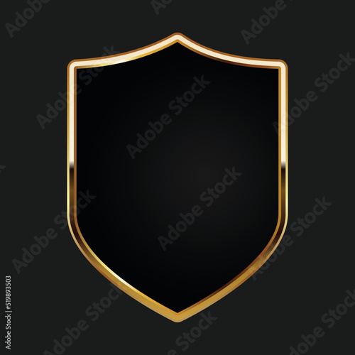 Set of gold shields. Vector shields icons isolated