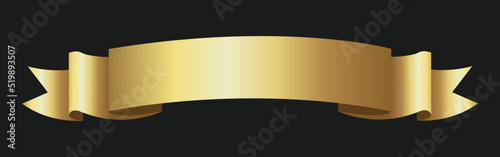 Gold ribbon banner, shiny blank decor element