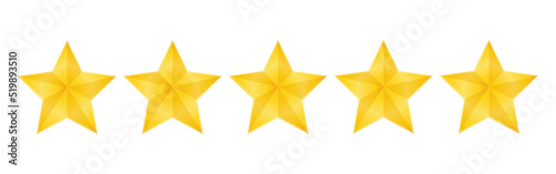 Five stars customer product rating review flat icon for apps and websites