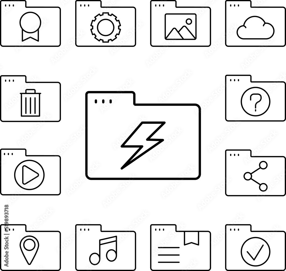 Folder lightning icon in a collection with other items