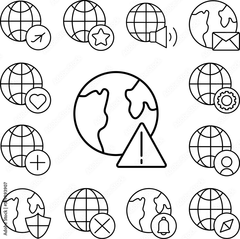 Fototapeta premium Warning icon in a collection with other items