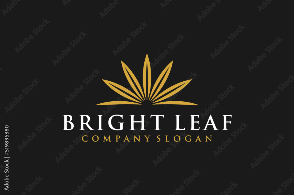 Bright leaf gold logo design luxury natural illustration