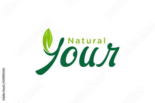 Leaf logo letter initial nature green organic icon symbol alphabet eco leaves element lettering