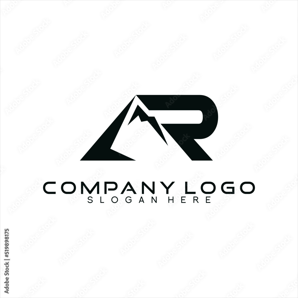 Abstract AR letter template logo vector with mountain concept Abstract AR letter template logo vector with mountain concept