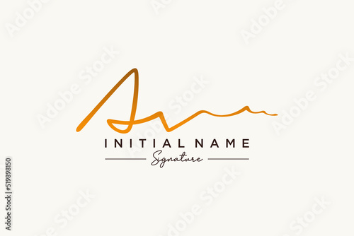 Initial AV signature logo template vector. Hand drawn Calligraphy lettering Vector illustration.