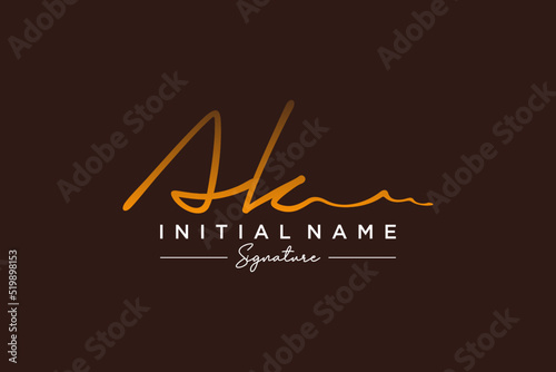 Initial AK signature logo template vector. Hand drawn Calligraphy lettering Vector illustration. photo