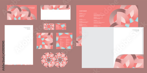 Dynamic Mandala Pattern Gradient Color Shapes Corporate Business Identity Stationery