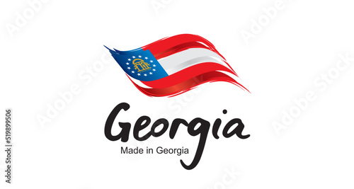 Made in Georgia USA new handwritten flag ribbon typography lettering logo label banner