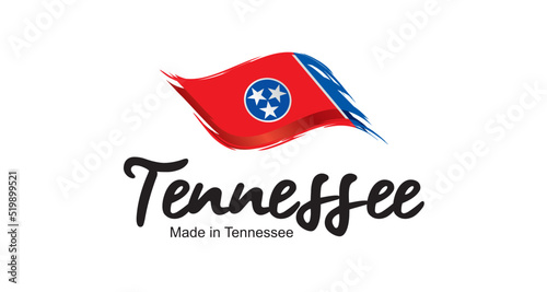 Free Download Made in Tennessee USA new handwritten flag ribbon typography lettering logo label banner - GFXLoad