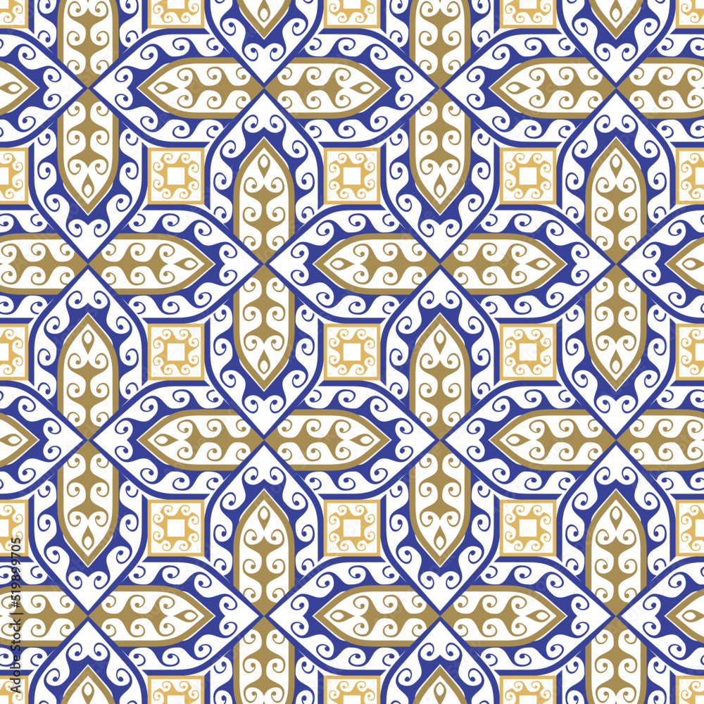 Waves seamless pattern. Greek ancient style ornamental vector background. Beautiful deco ornaments with wavy lines, curves, shapes. Repeat modern patterned backdrop. Trendy ornate blue wave design