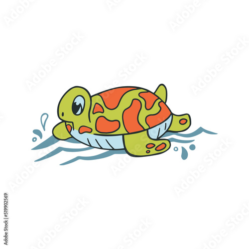 Illustration of fun turtle pool float floaty, isolated vector design