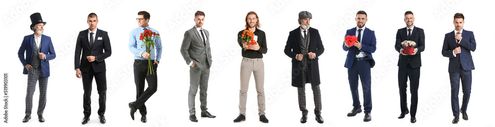 Set of handsome gentlemen on white background Set of handsome gentlemen on white background