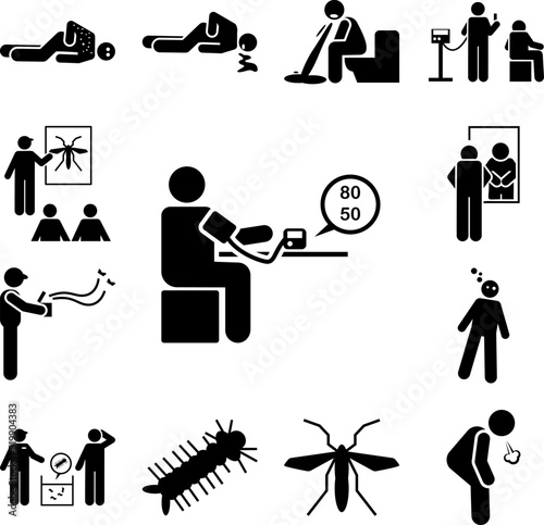 Blood pressure, check, low, medical, icon in a collection with other items