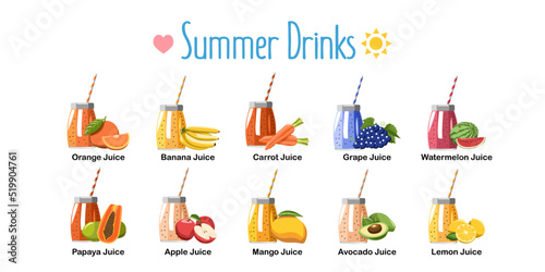 Fruit juice vector set collection graphic design