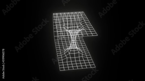space-time curvature 3d representation of sci-fi relativity, time travel also called worm hole. Can be used to represent retro graphics of the 80s, retrowave or gravity physics