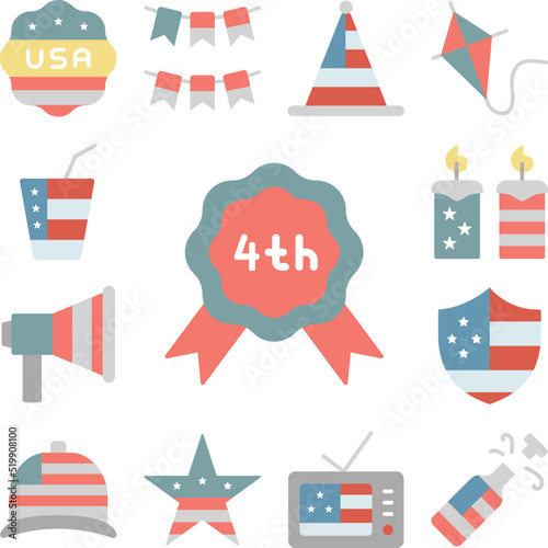 Medal USA flag icon in a collection with other items