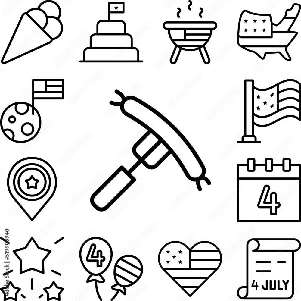 Fototapeta premium Food fork sausage icon in a collection with other items