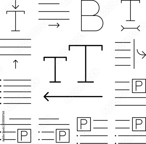 direction, format, left, text icon in a collection with other items