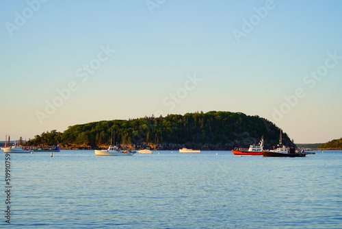 The sun set landscape of Bar Harbor at Acadia National Park, Maine