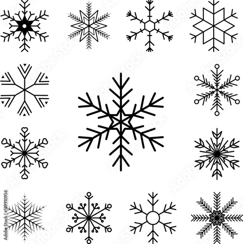 Snowflake icon in a collection with other items