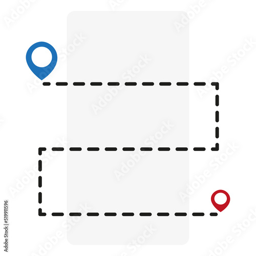 route with pins. Gps navigator pointer. Location pin icon. Vector illustration. stock image. 