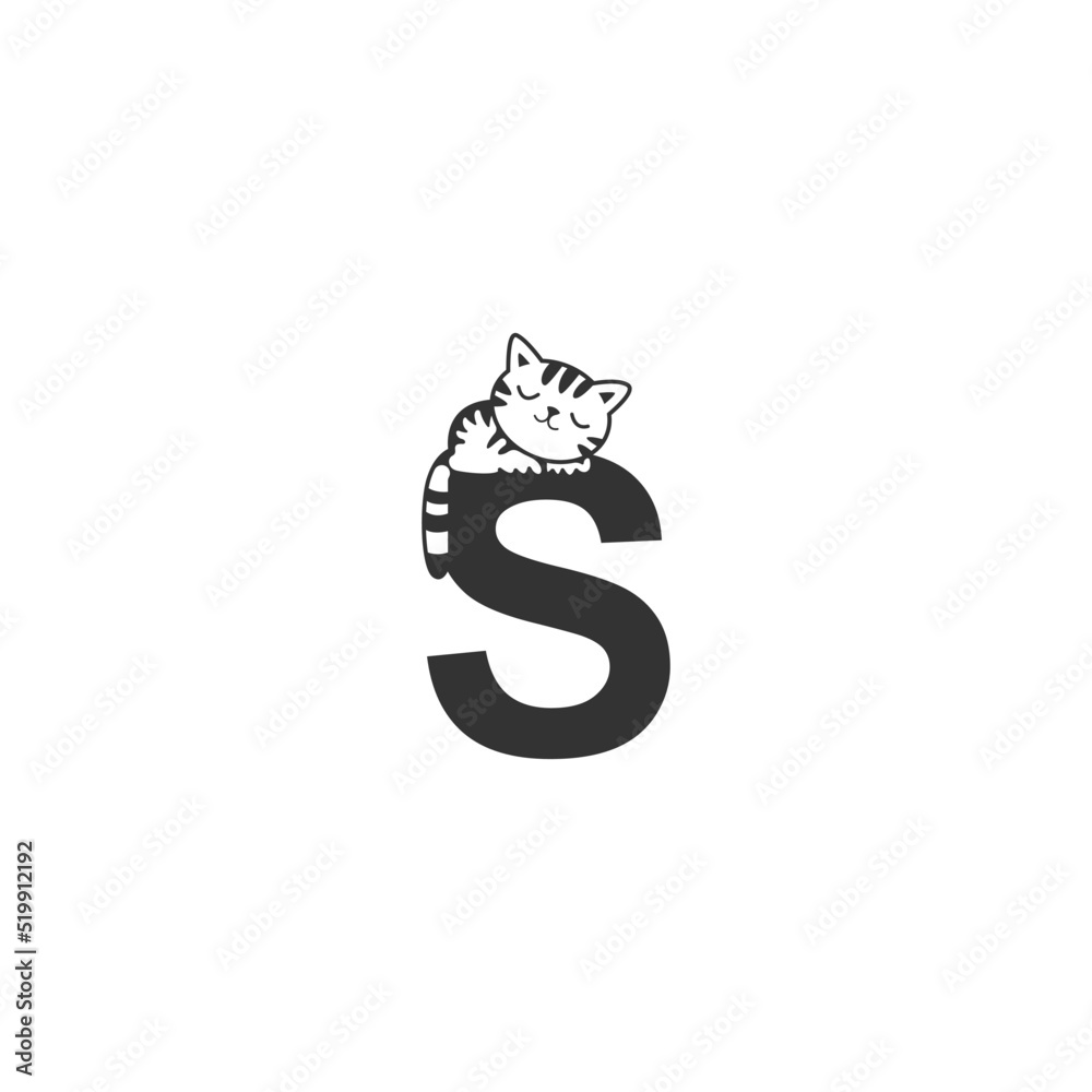 Fototapeta premium Sleeping cat icon on letter