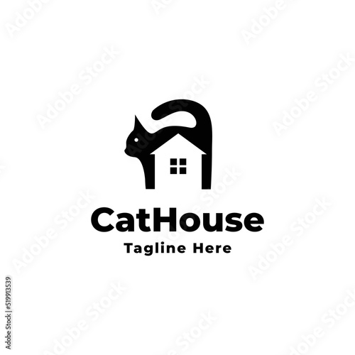 cat house logo icon vector template