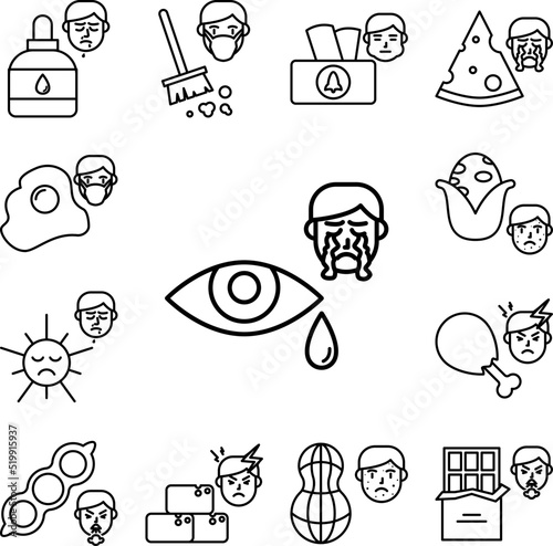 Cry, eye, tear, allergic face icon in a collection with other items