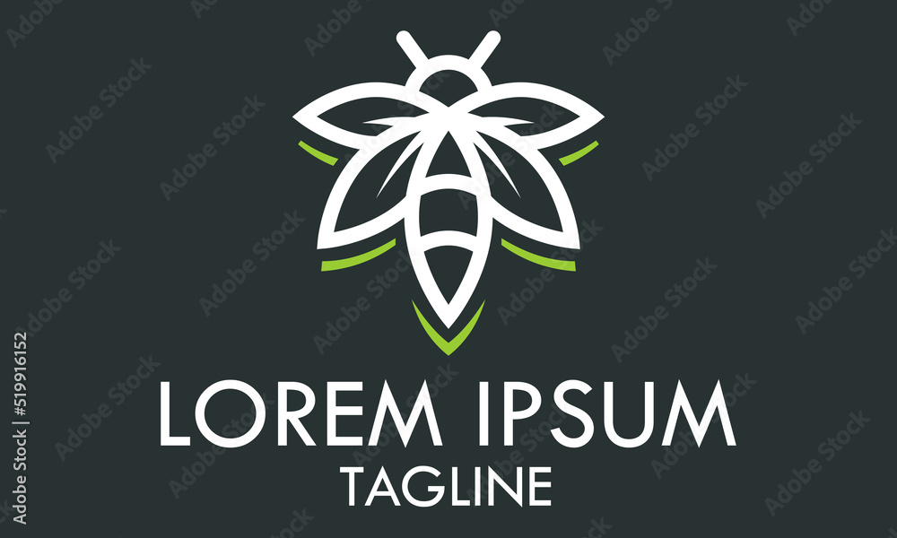 Luxury Gold Color Line Art Insect Logo Design