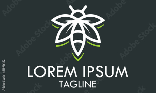 Luxury Gold Color Line Art Insect Logo Design