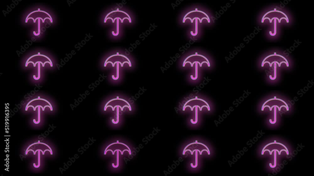 Neon umbrella pattern with purple color, motion abstract disco, club and party style background