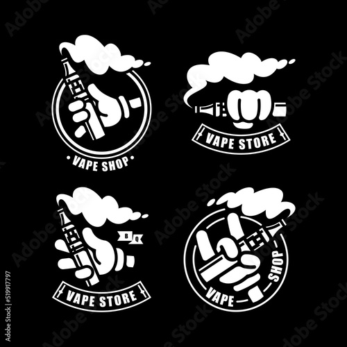 HAND IS HOLDING A SMOKY PEN VAPE NEGATIVE STYLE LOGO DESIGN COLLECTION