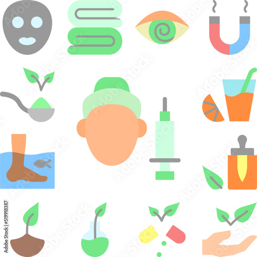 Mesotherapy woman face icon in a collection with other items