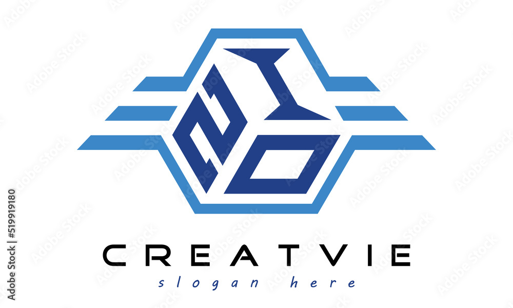 ZIO three letter geometrical wings logo design vector template. wordmark logo | emblem logo | monogram logo | initial letter logo | typography logo | business logo | minimalist logo | - obrazy, fototapety, plakaty 