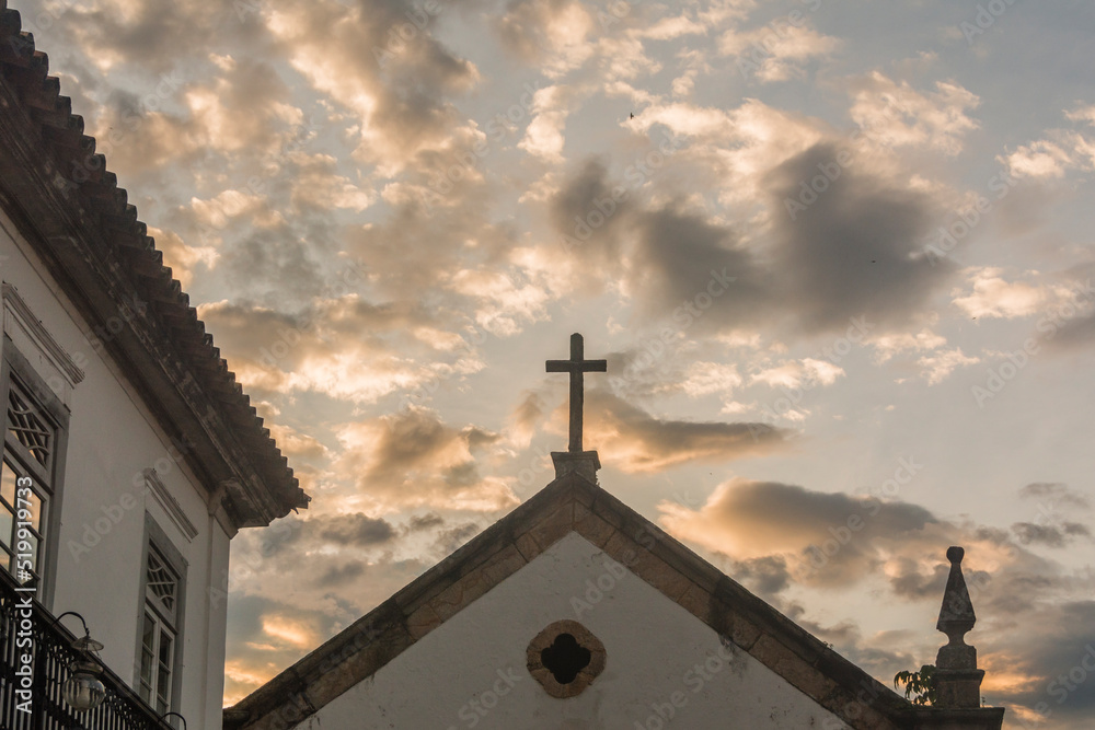 Church at sunset at the historic town of Paraty, State of Rio de Janeiro, Brazil. Taken with Nikon D7100 18-200 lens, at 48mm, 1/800 f 8,0 ISO 250. Date: Jan 03, 2019