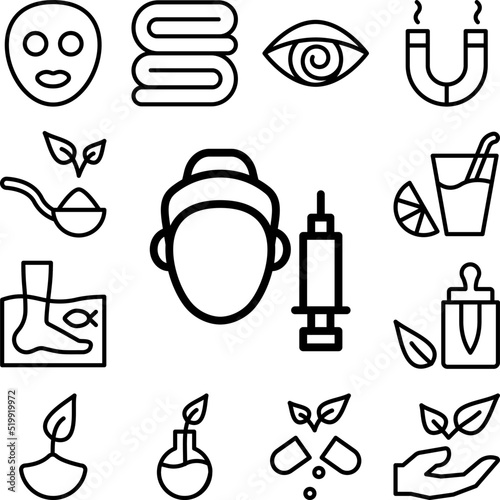 Mesotherapy woman face icon in a collection with other items
