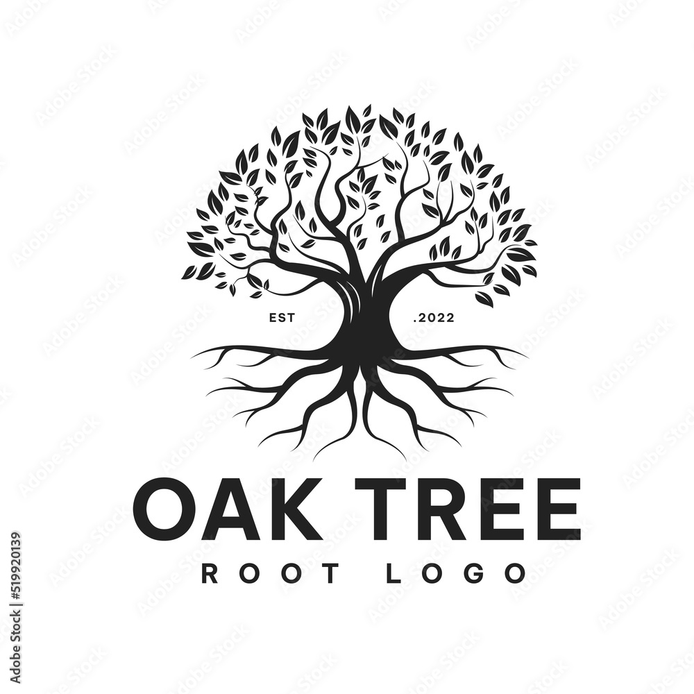 oak-family-tree-of-life-logo-design-creeper-root-tree-vector-symbol