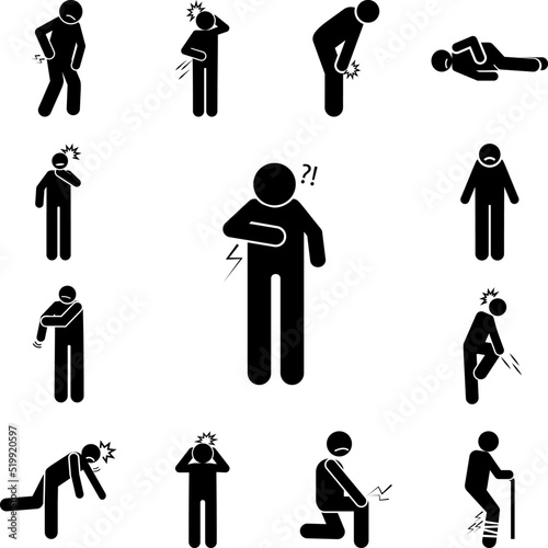 Ache, pain, stomach icon in a collection with other items