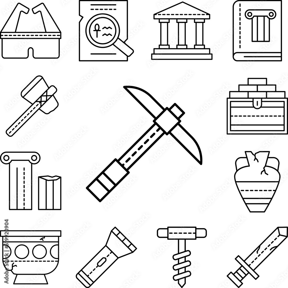 Fototapeta premium pickaxe, tool icon in a collection with other items