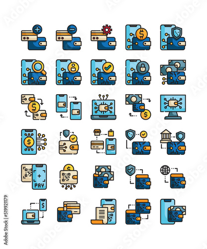 digital wallet technology filled outline icon