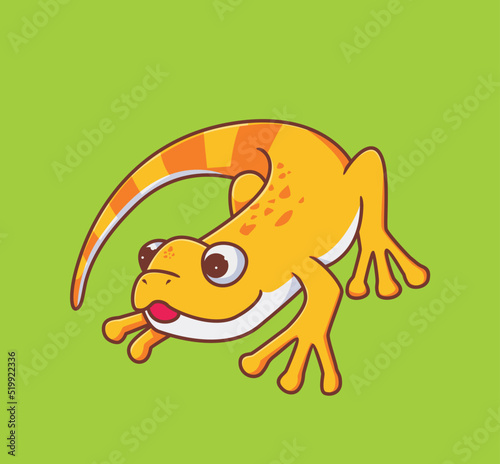 cute yellow lizard. Isolated animal illustration. Flat Style Sticker Icon Premium vector © nawazwazwaz