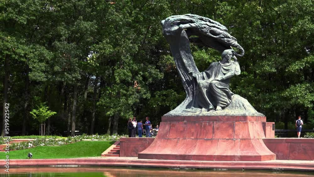 Frederic Chopin Monument in Warsaw. Poland. 4K. Frederic Chopin Monument in Warsaw. Poland. 4K.