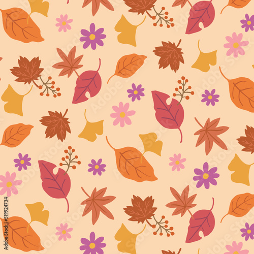 秋の落ち葉柄のイラスト
