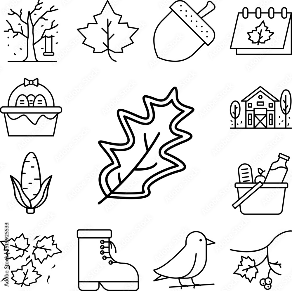 Fototapeta premium Leaf icon in a collection with other items