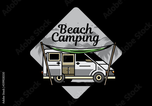 Van camper and flysheet illustration design