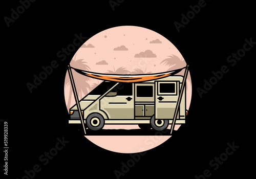 Van camper and flysheet illustration design