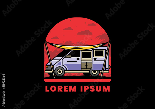 Van camper and flysheet illustration design